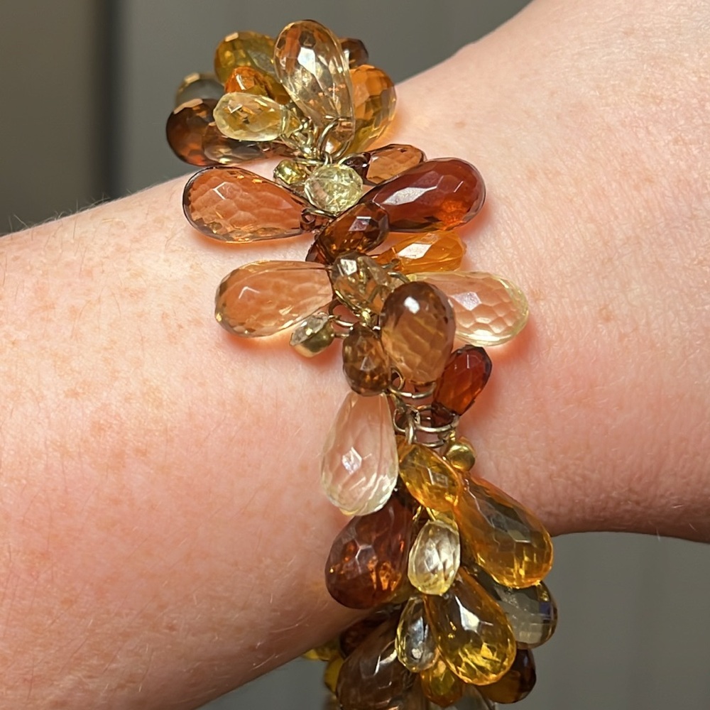 Vintage fall/autumn colors faceted acrylic teardrop cha cha charm bracelet